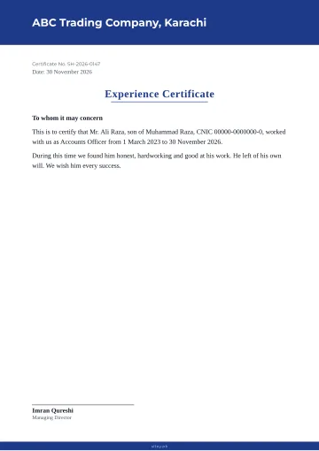 Experience certificate maker