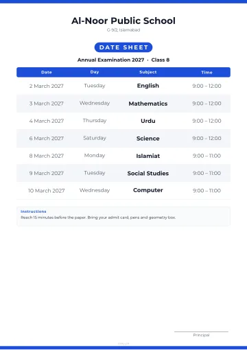 Date sheet: a design example