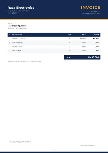 Colour band invoice design
