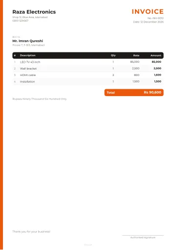 Bold total invoice design