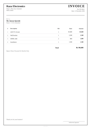 Classic invoice design