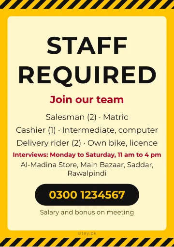 Staff required poster maker