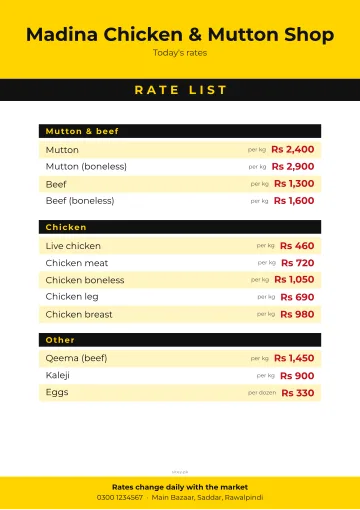 Rate list: a design example